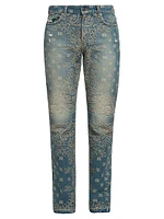 Bandana Jacquard Straight-Leg Jeans