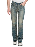 Bandana Jacquard Straight-Leg Jeans