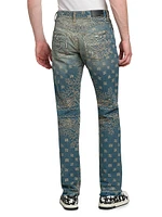 Bandana Jacquard Straight-Leg Jeans