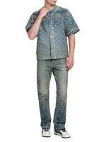 Bandana Jacquard Straight-Leg Jeans