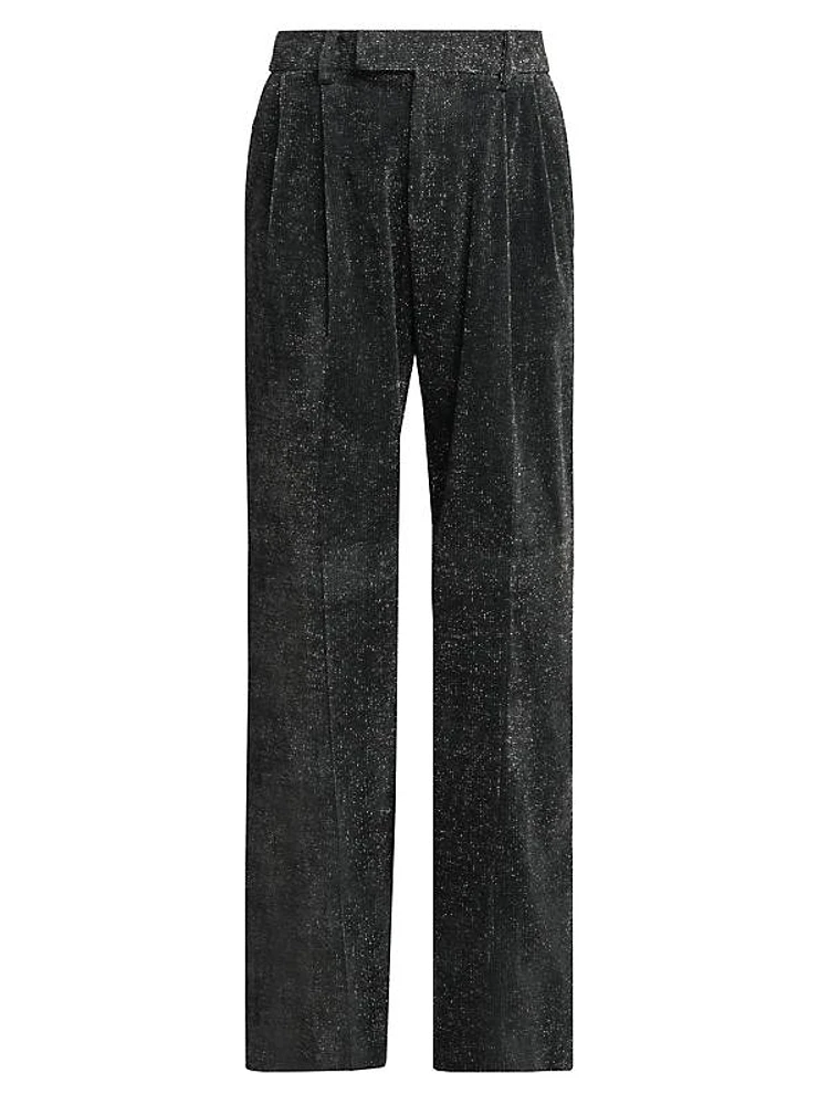 Double-Pleated Shimmer Pants