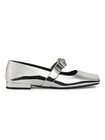 Metallic Leather Mary Janes