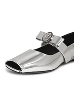 Metallic Leather Mary Janes