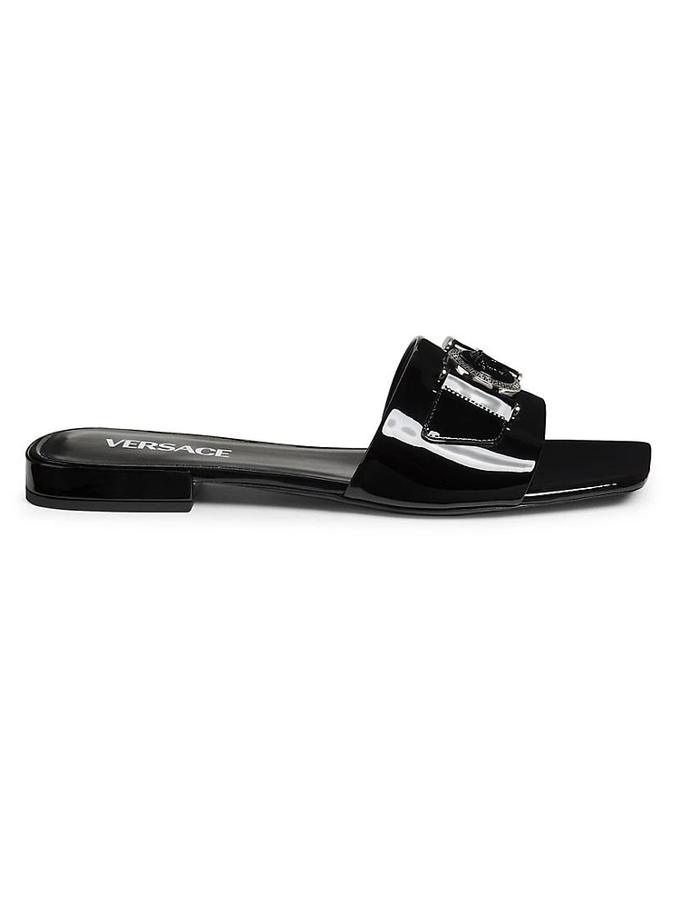 Medusa Buckle Leather Slides