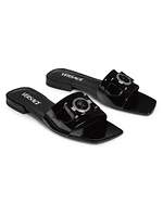 Medusa Buckle Leather Slides