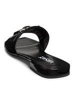 Medusa Buckle Leather Slides