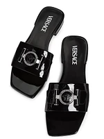 Medusa Buckle Leather Slides