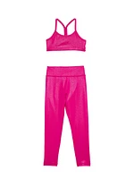 Little Girl's & Sparkle Y-Back Foil Sports Bra