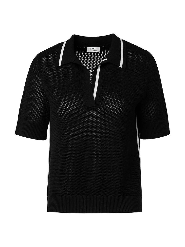 Wool Knit Polo Top