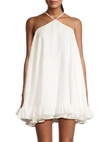 Frilled Flyaway Halter Minidress