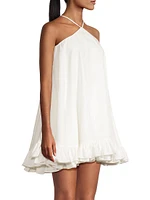 Frilled Flyaway Halter Minidress