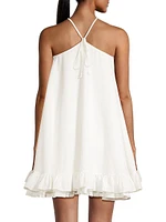 Frilled Flyaway Halter Minidress