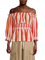 Striped Off-the-Shoulder Peasant Top