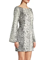 Snakeskin Print Cut-Out Minidress