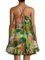 Frilled Flyaway Halter Minidress