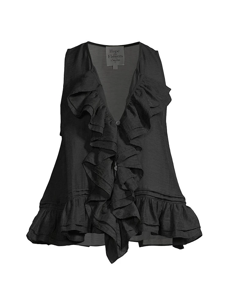 Frilled V-Neck Top