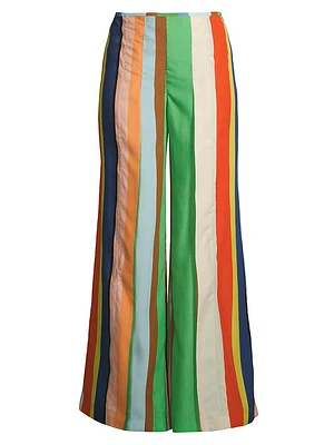 Striped Front-Slit Palazzo Pants