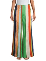 Striped Front-Slit Palazzo Pants