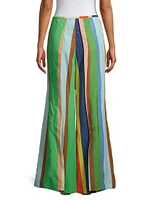 Striped Front-Slit Palazzo Pants