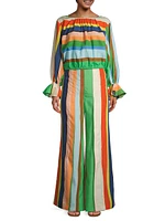 Striped Front-Slit Palazzo Pants