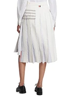 Frayed Pleated Midi-Skirt