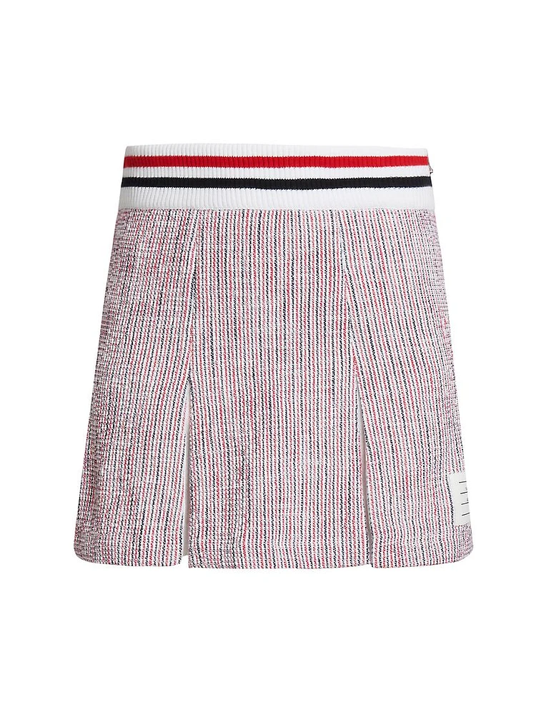 Seersucker Pleat Miniskirt