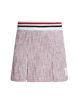 Seersucker Pleat Miniskirt