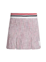 Seersucker Pleat Miniskirt