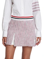 Seersucker Pleat Miniskirt