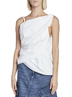 Poplin Sleeveless Draped Top