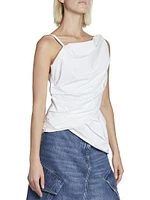 Poplin Sleeveless Draped Top