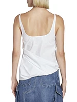 Poplin Sleeveless Draped Top