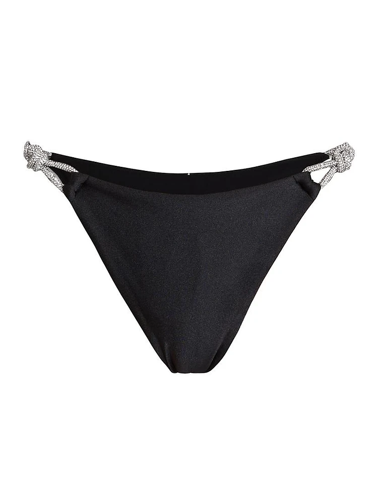 Crystal-Strap Bikini Bottoms