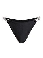 Crystal-Strap Bikini Bottoms