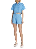 Solange Button-Front Cropped Shirt