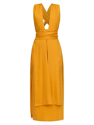 Zado Linen-Blend Sleeveless Midi-Dress