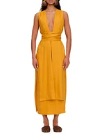 Zado Linen-Blend Sleeveless Midi-Dress