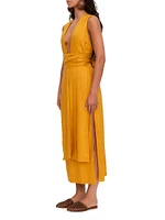 Zado Linen-Blend Sleeveless Midi-Dress