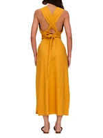 Zado Linen-Blend Sleeveless Midi-Dress