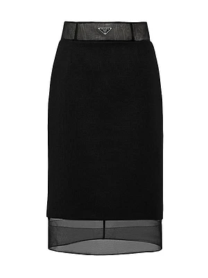 Wool and Crinoline Midi-Skirt