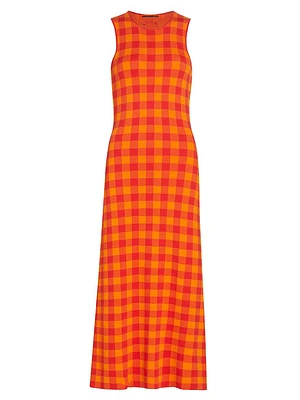 Axon Sleeveless Checkered Midi-Dress