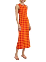 Axon Sleeveless Checkered Midi-Dress