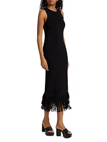 Albers Fringed Knit Sleeveless Midi-Dress