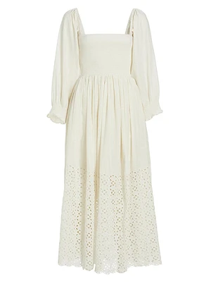 Perfect Storm Eyelet Cotton Maxi Dress