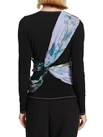 Draped Scarf Cotton Top