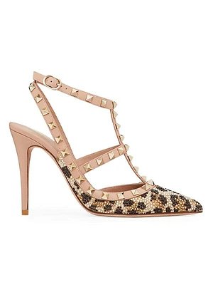 Rockstud Pumps With Animalier Crystal Embroidery 100 MM