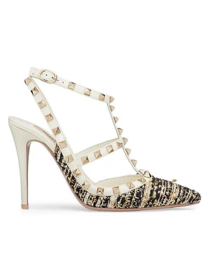 Rockstud Tweed Pumps With Straps 100 MM