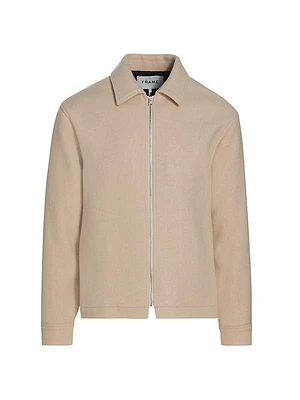 Textured Wool Zip-Up Shirt Jacket