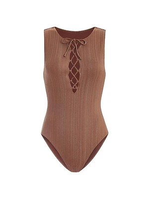 Oahu Lace-Up One-Piece Swimsuit