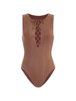 Oahu Lace-Up One-Piece Swimsuit